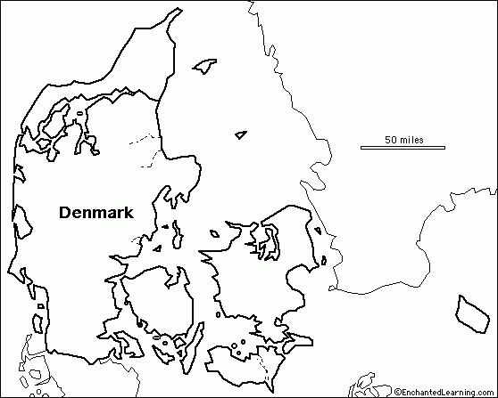 Outline Map Denmark EnchantedLearning