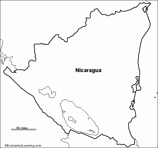 Outline Map Nicaragua EnchantedLearning