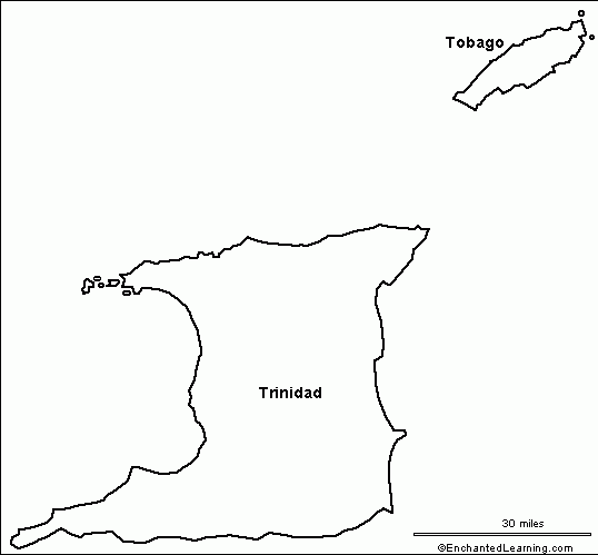 Outline Map Of Trinidad And Tobago EnchantedLearning