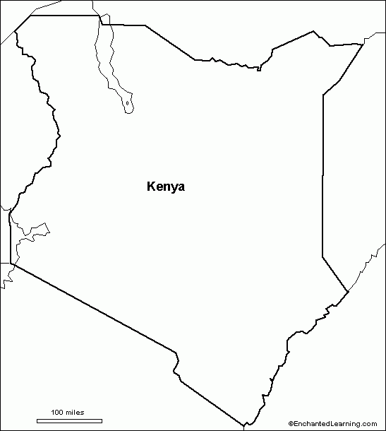 Outline Map Research Activity 3 Kenya EnchantedLearning