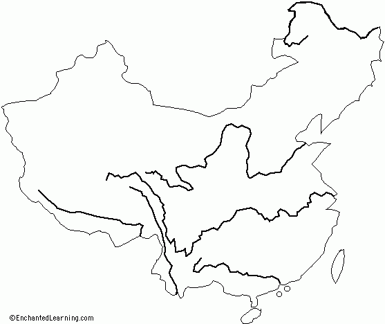 Outline Map Rivers Of China EnchantedLearning
