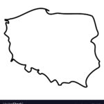 Poland Solid Black Outline Border Map Country Vector Image