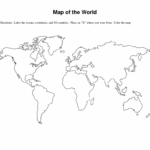 Political World Map With White Continents And Oceans B6A Ecc