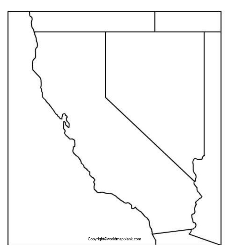 Printable Blank Map Of California Outline Transparent PNG Map