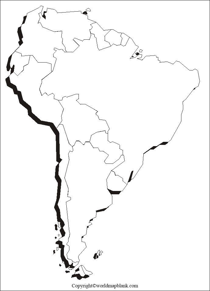 Printable Blank Map Of South America With Outline FREE 