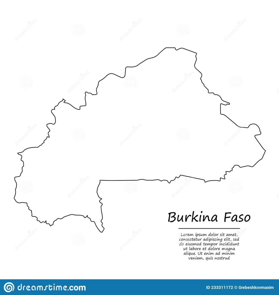 Simple Outline Map Of Burkina Faso Silhouette In Sketch Line St Stock 