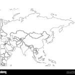 Simplified Schematic Map Of Asia Blank Isolated Continent Political