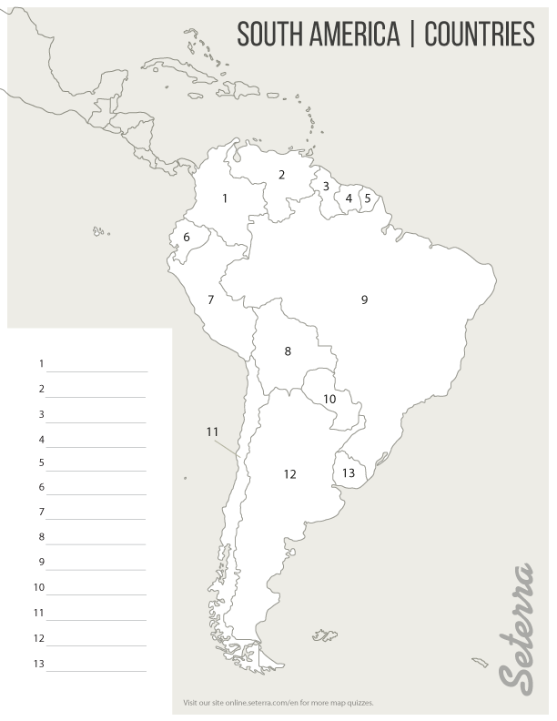 South America Countries Printables Map Quiz Game Map Quiz Latin 