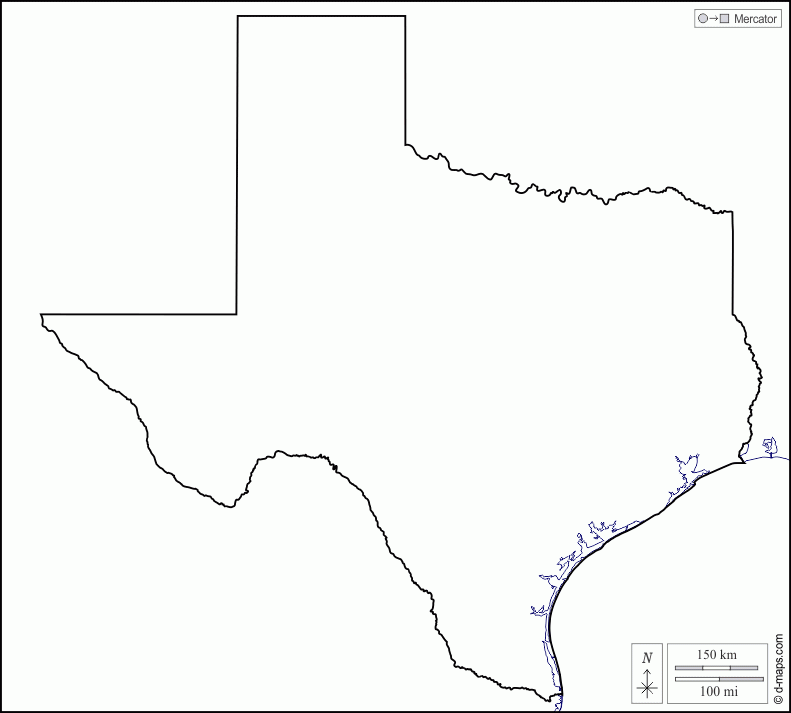 Texas Free Map Free Blank Map Free Outline Map Free Base Map Coasts 