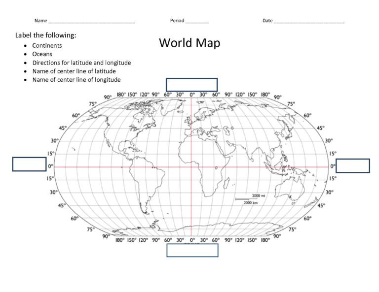 World Map Blank With Latitude And Longitude Best Map Worksheets 