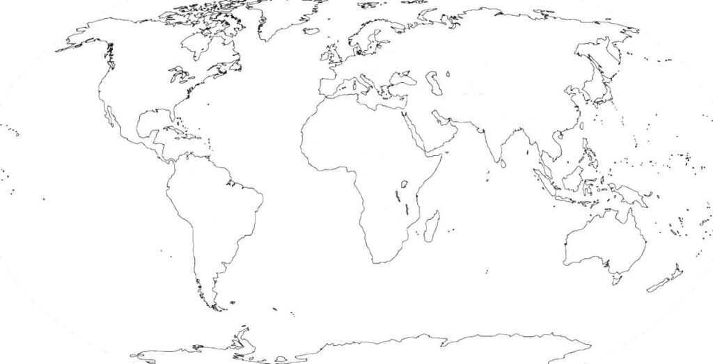 World Physical Map Black And White Google Search World Map Outline 